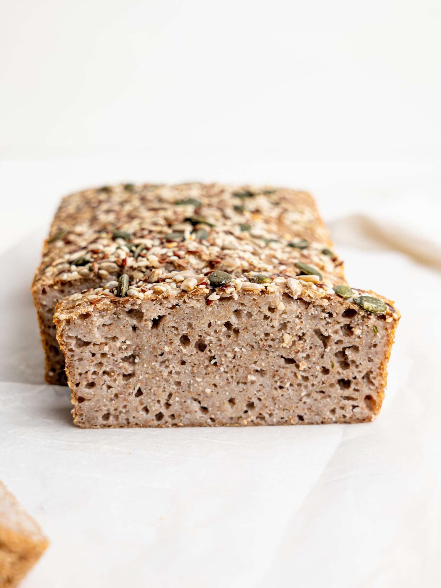 Sliced buckwheat bread.