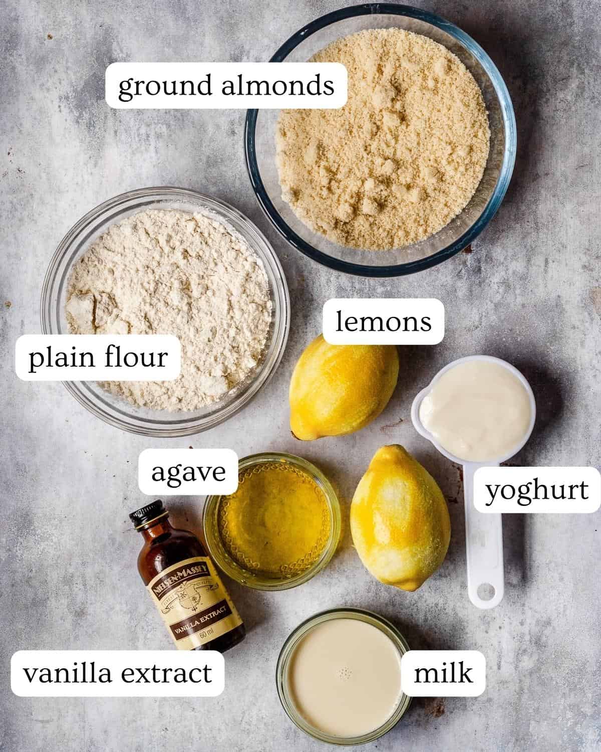 Gluten-free Lemon Drizzle Cake ingredients.