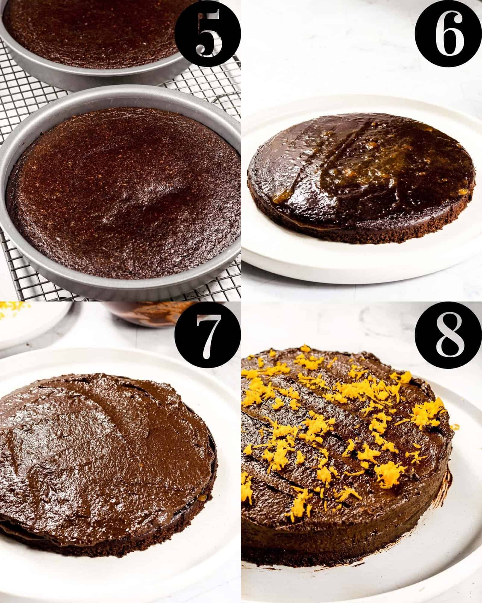 Step by step process of making an easy chocolate fudge cake.