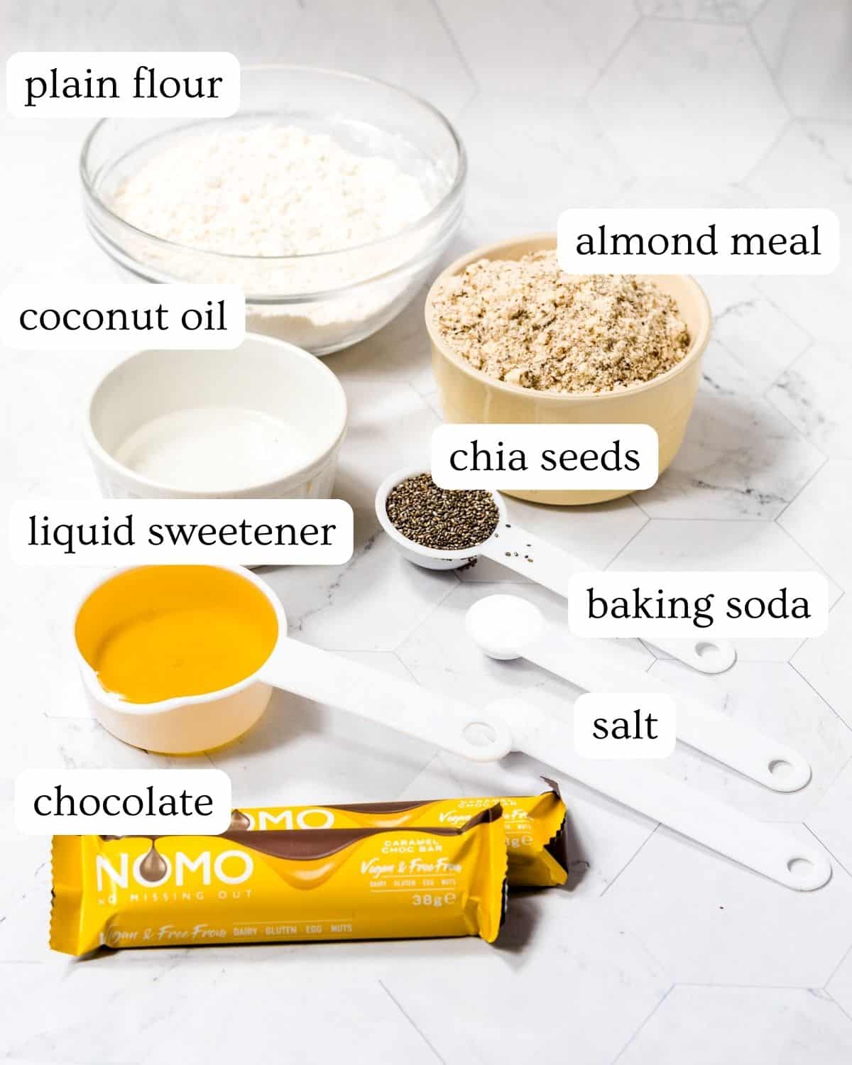 INgredients to make vegan and gluten free cookie cups.