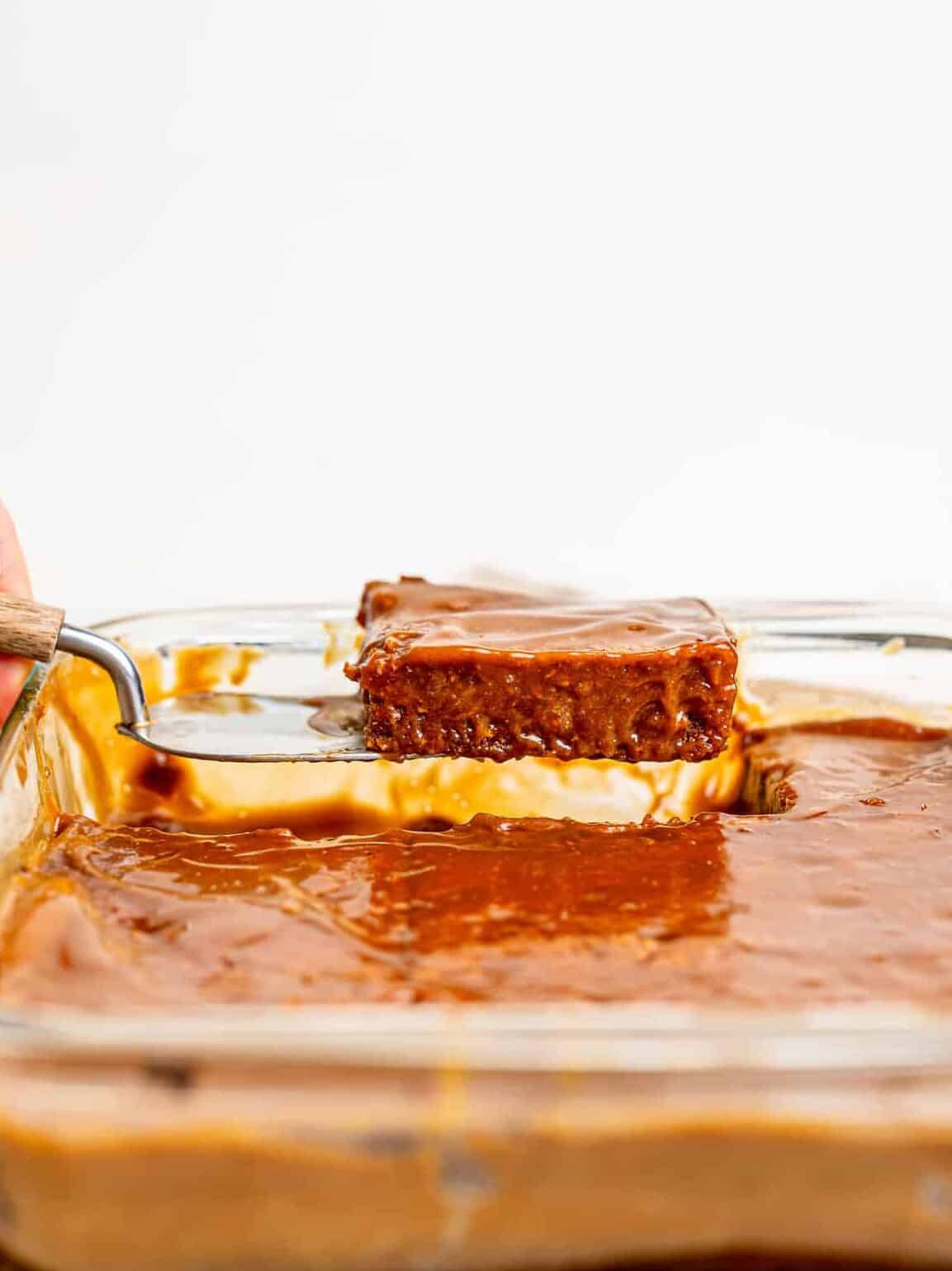 Easy and Healthy Sticky Toffee Pudding Tray Bake - Nourishing Niki