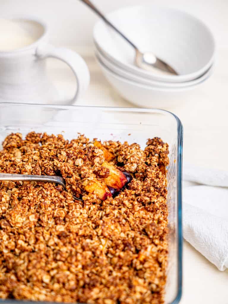 Healthy apple blueberry crumble.