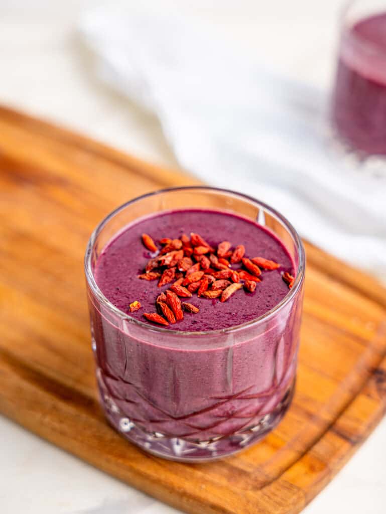 Beetroot and Banana Smoothie with Goji Berries.