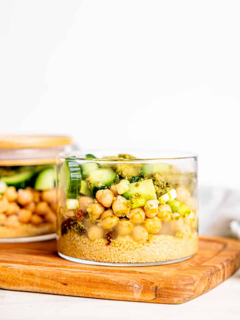 "Just add water" couscous salad jars.