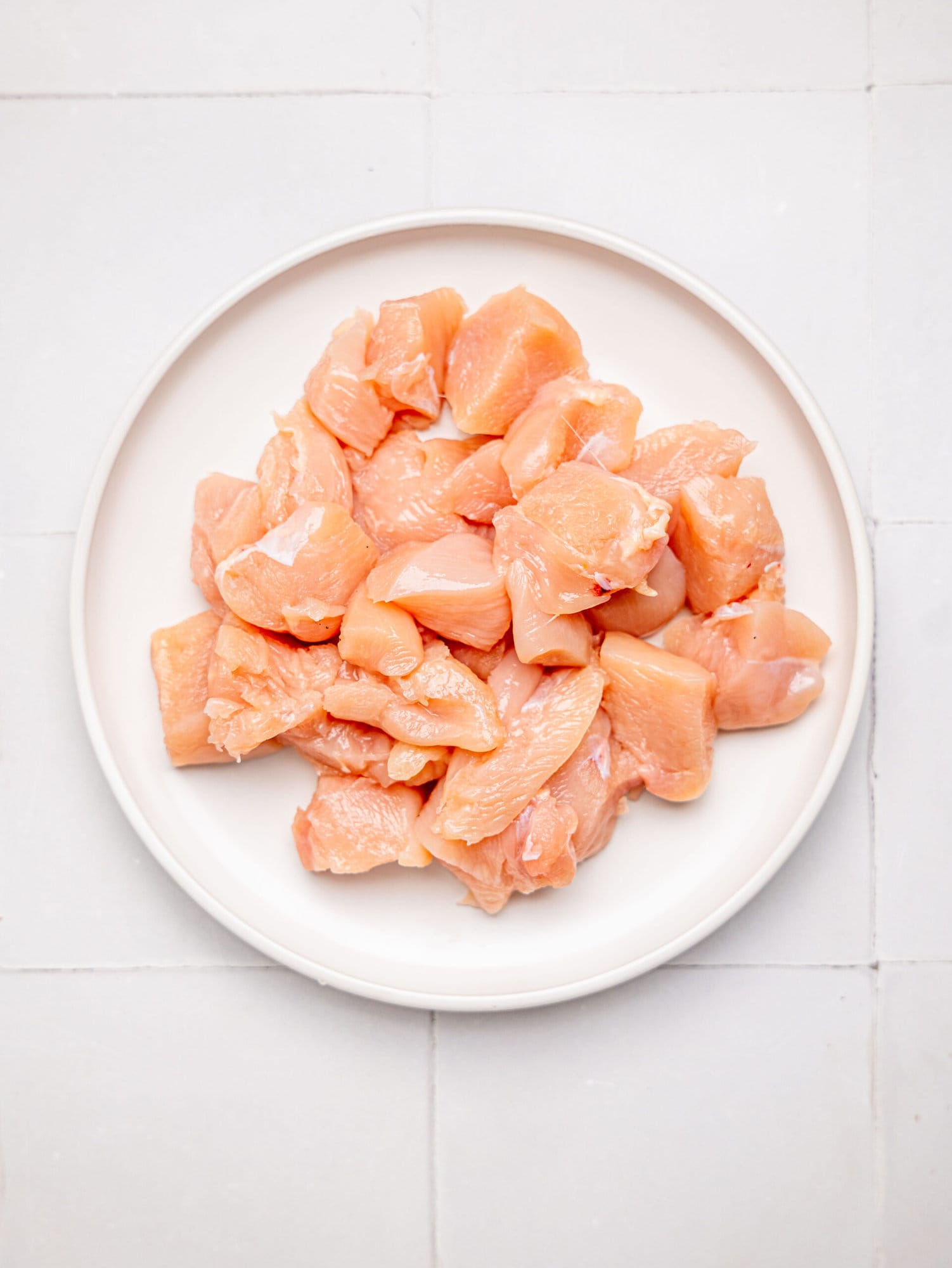 Diced chicken for the feta chicken bake.