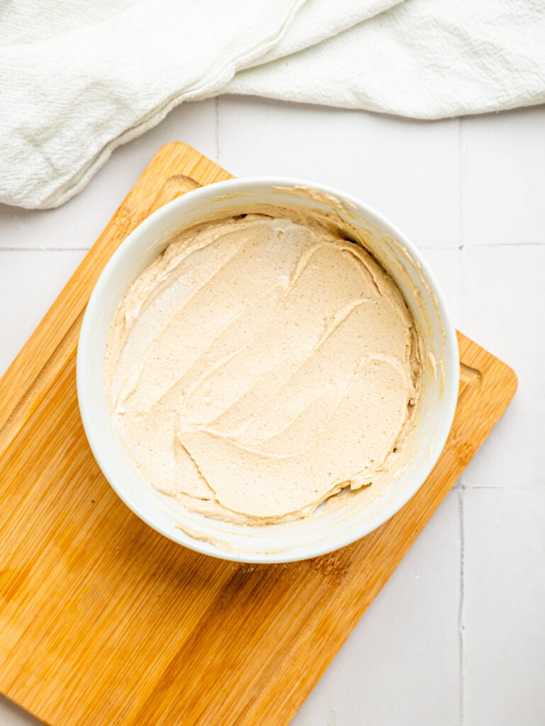 Healthy Cream Cheese Frosting in a Bowl.