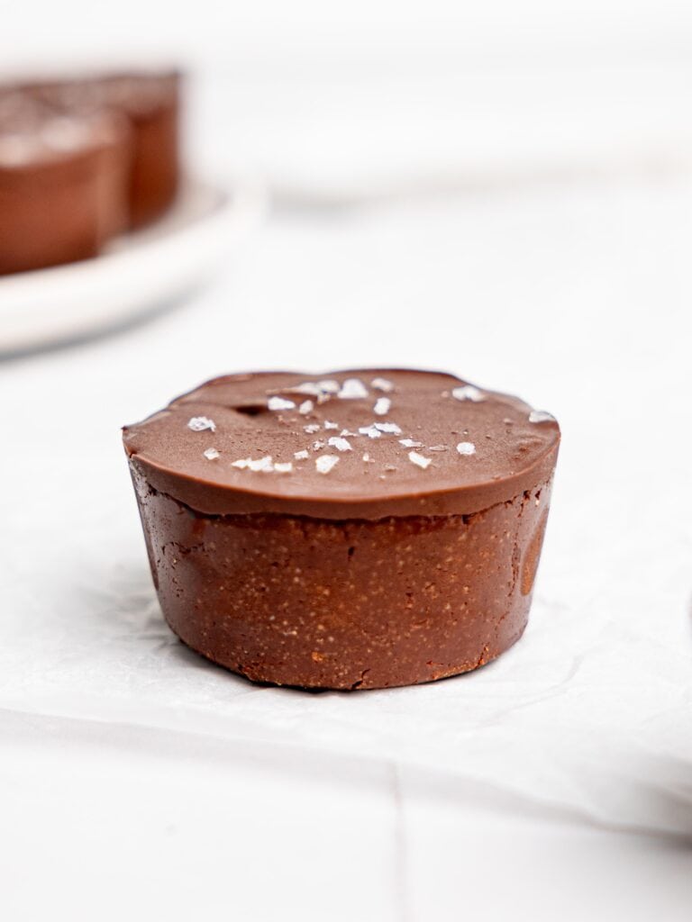 A mini triple chocolate cheesecake.