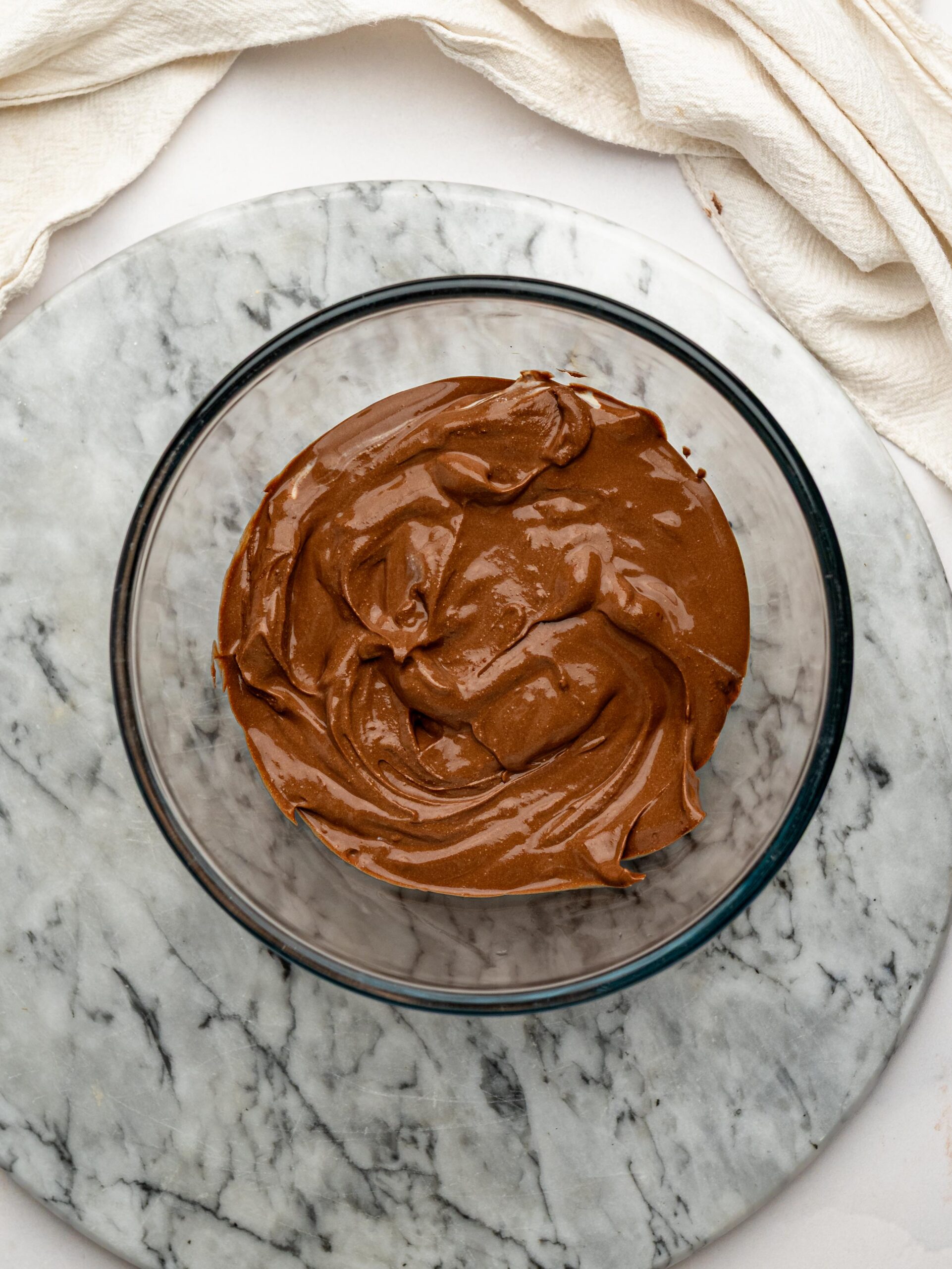 Smooth Healthy Cottage Cheese Chocolate Mousse mixture after combining the ingredients.