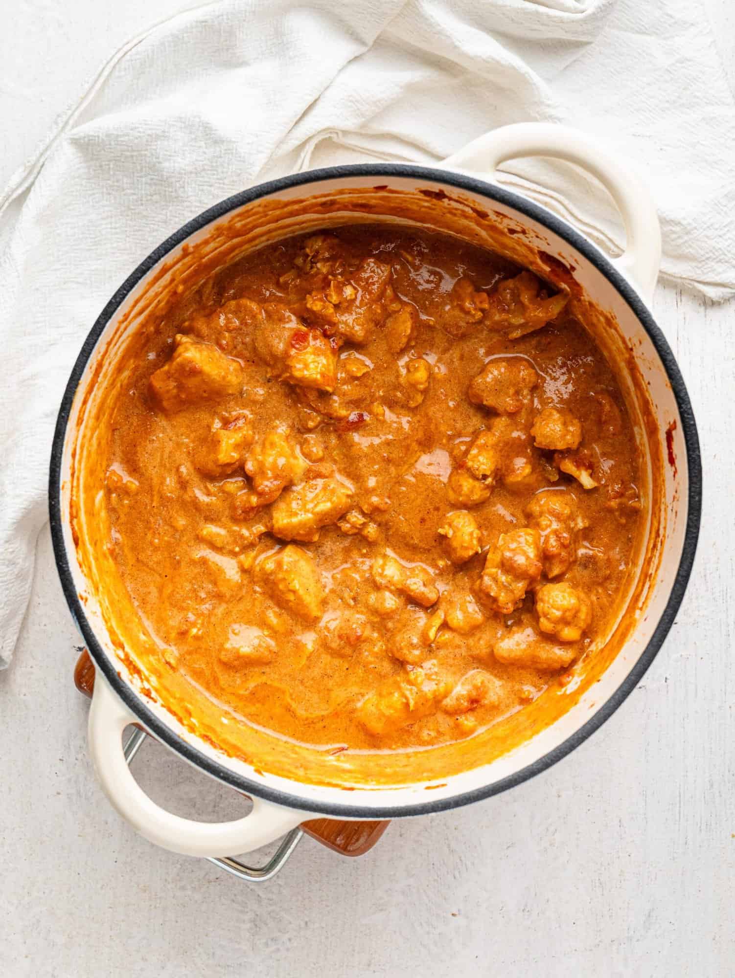 Butter Chicken pasta before adding in the pasta.