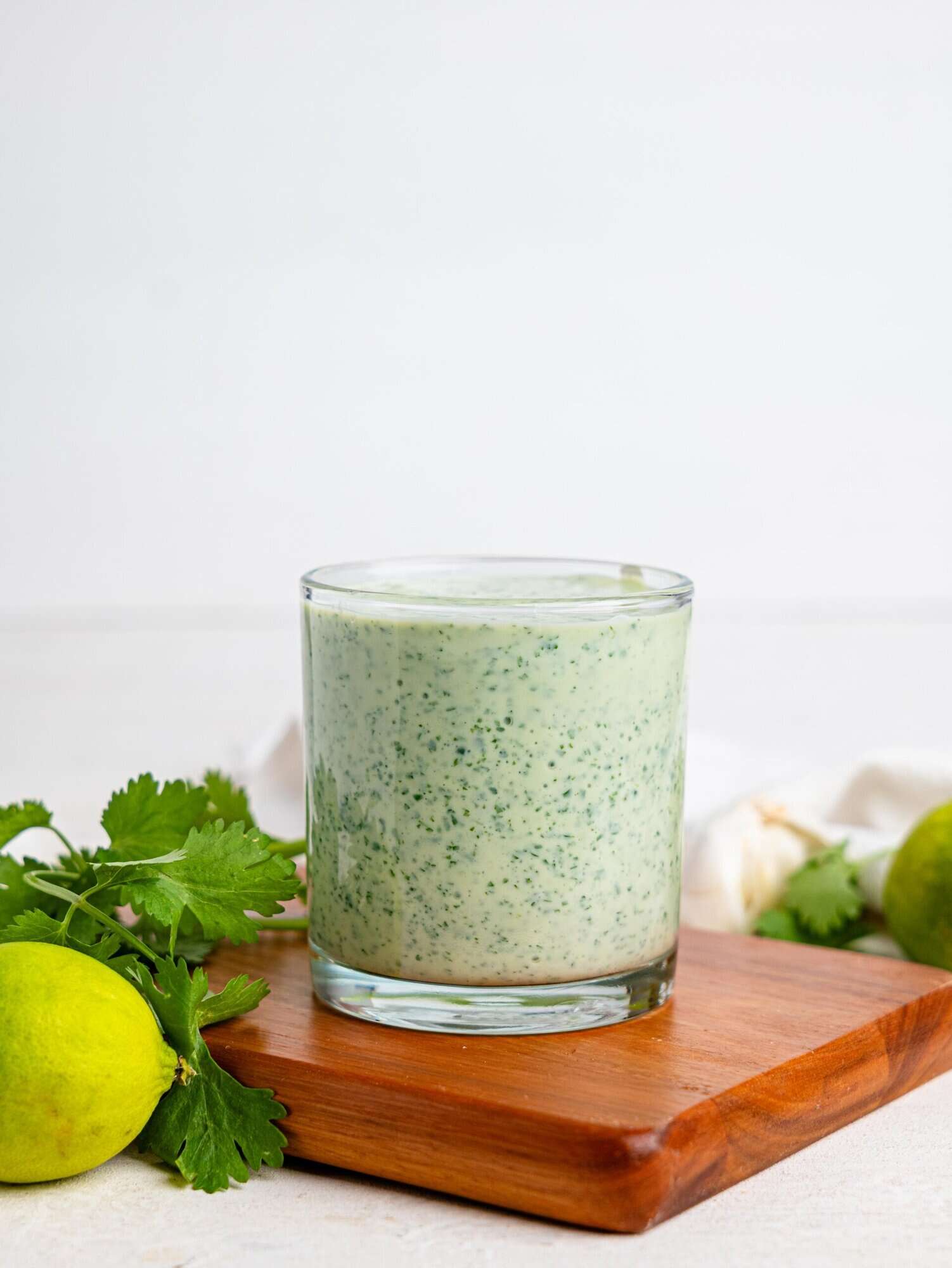 Cilantro and Lime Dressing in a glass.