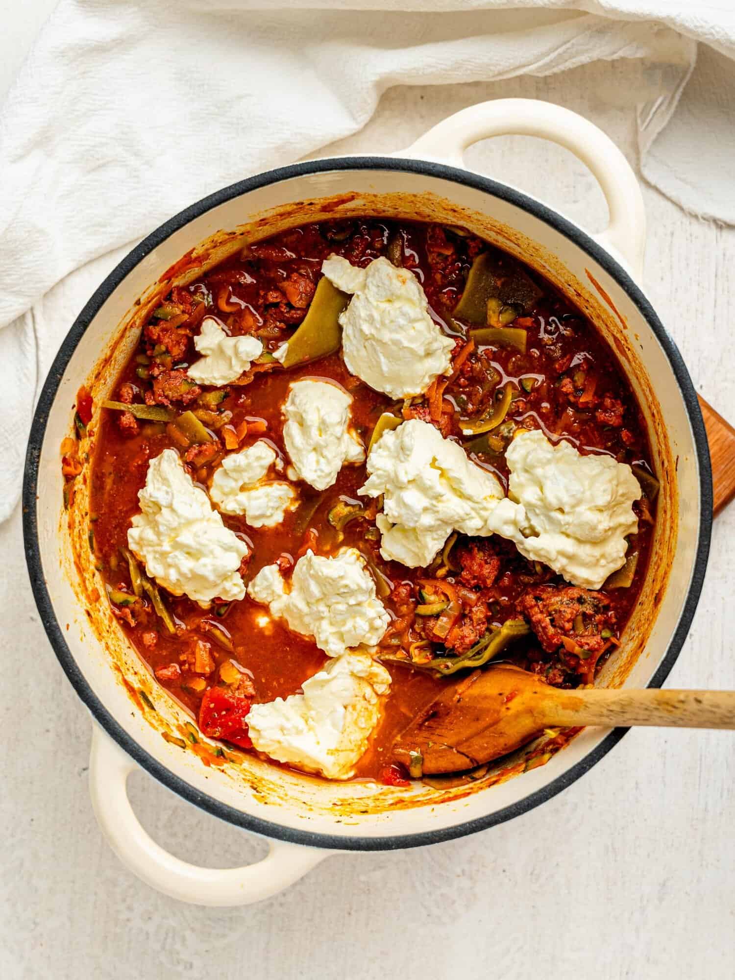 Lazy lasagna with cottage cheese.