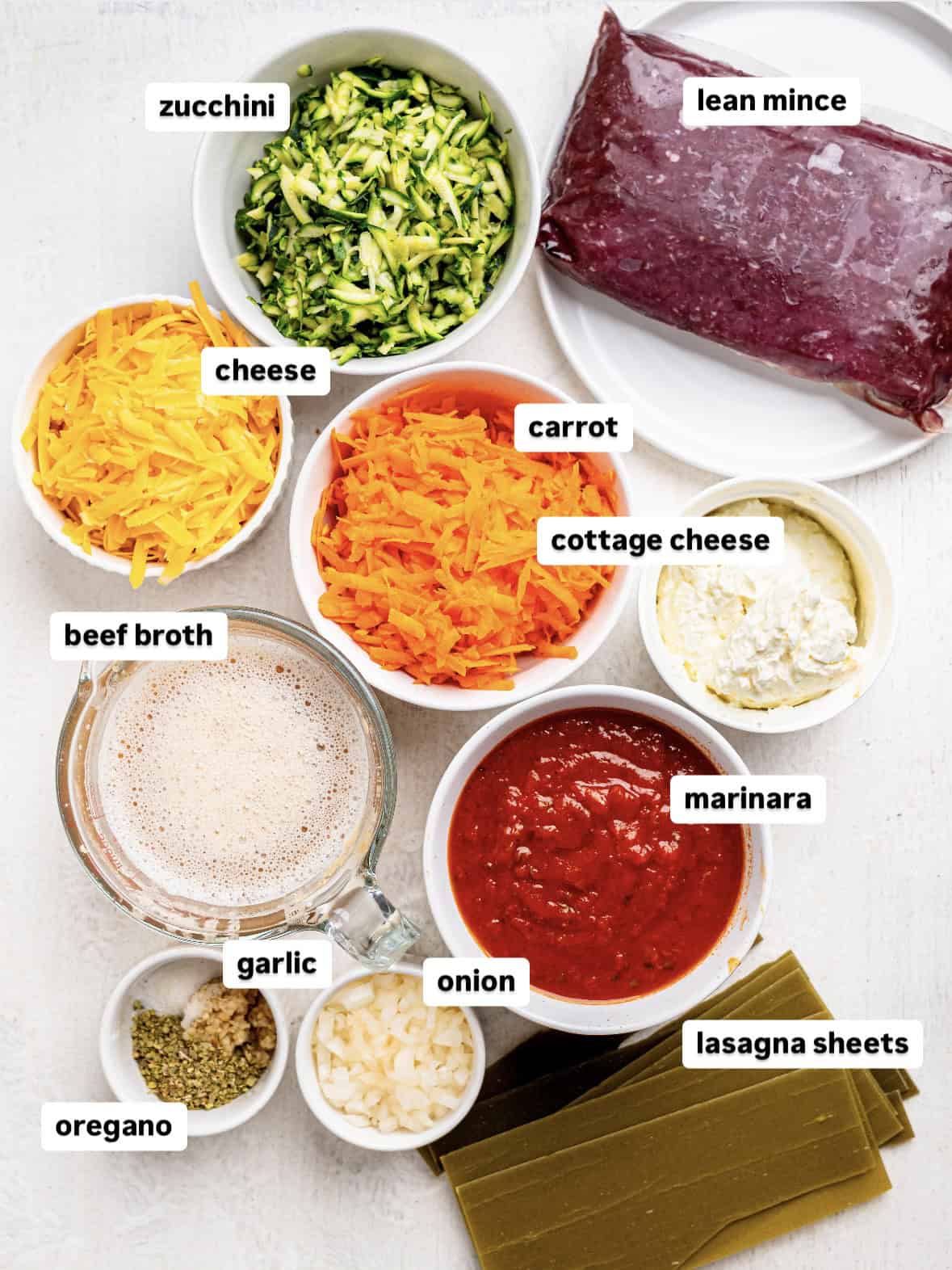 Lazy lasagna ingredients.