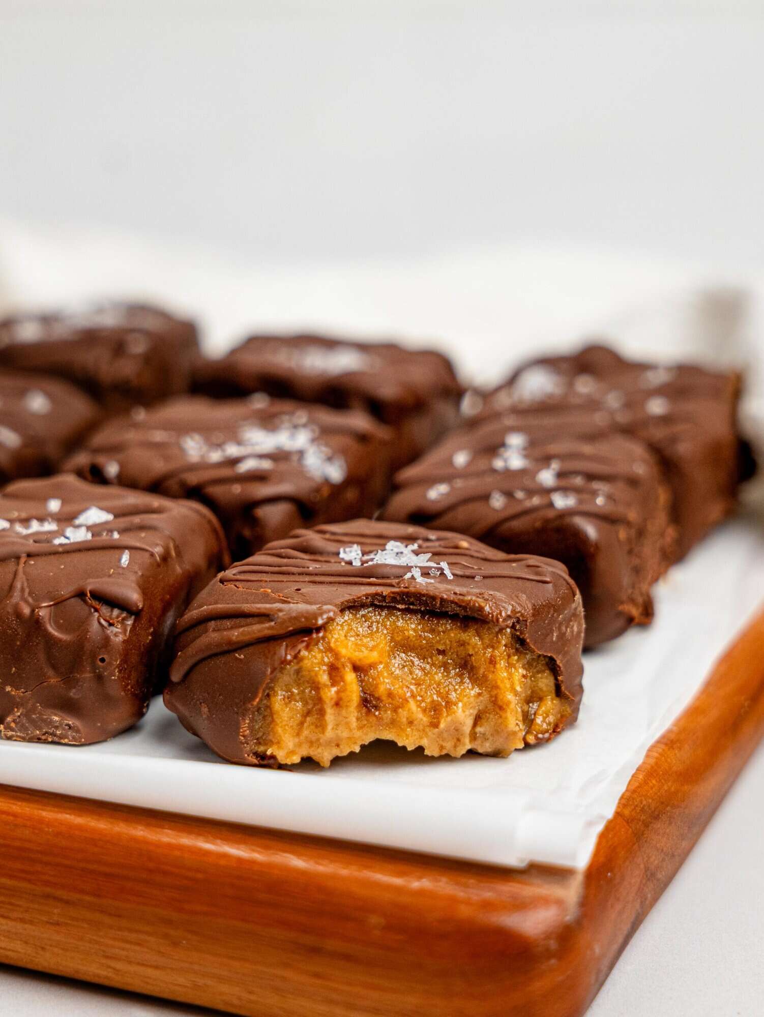Date Caramels dipped in dark chocolate.