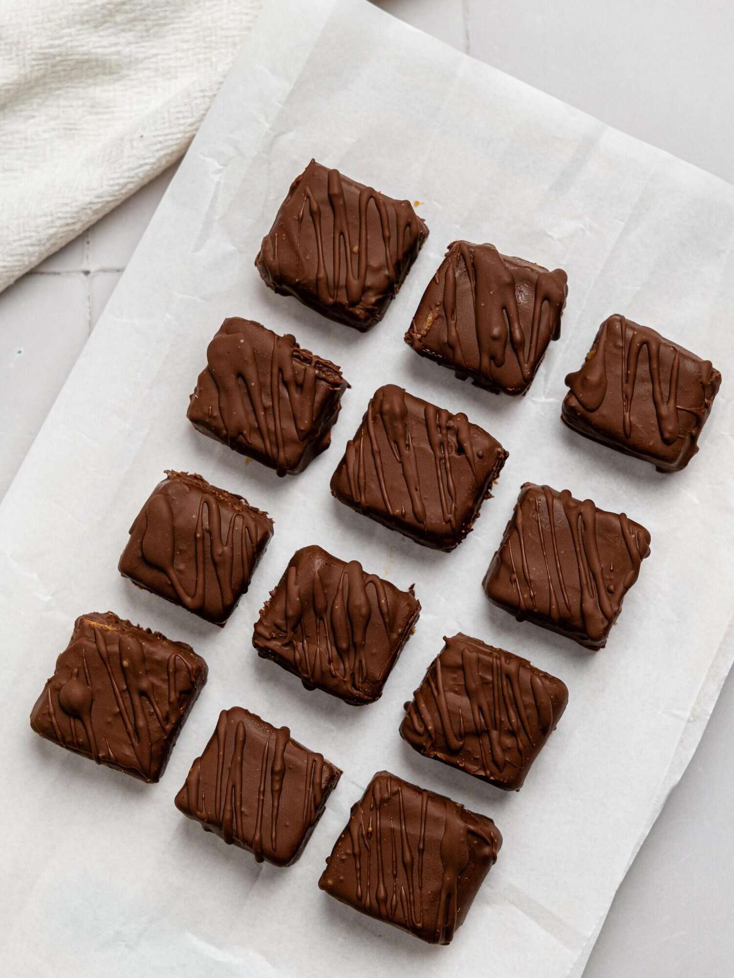 Date Caramels dipped in dark chocolate.