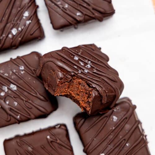 Healthy no bake brownie bites.