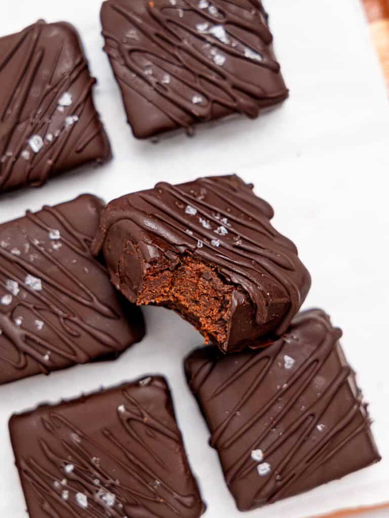 Healthy no bake brownie bites.