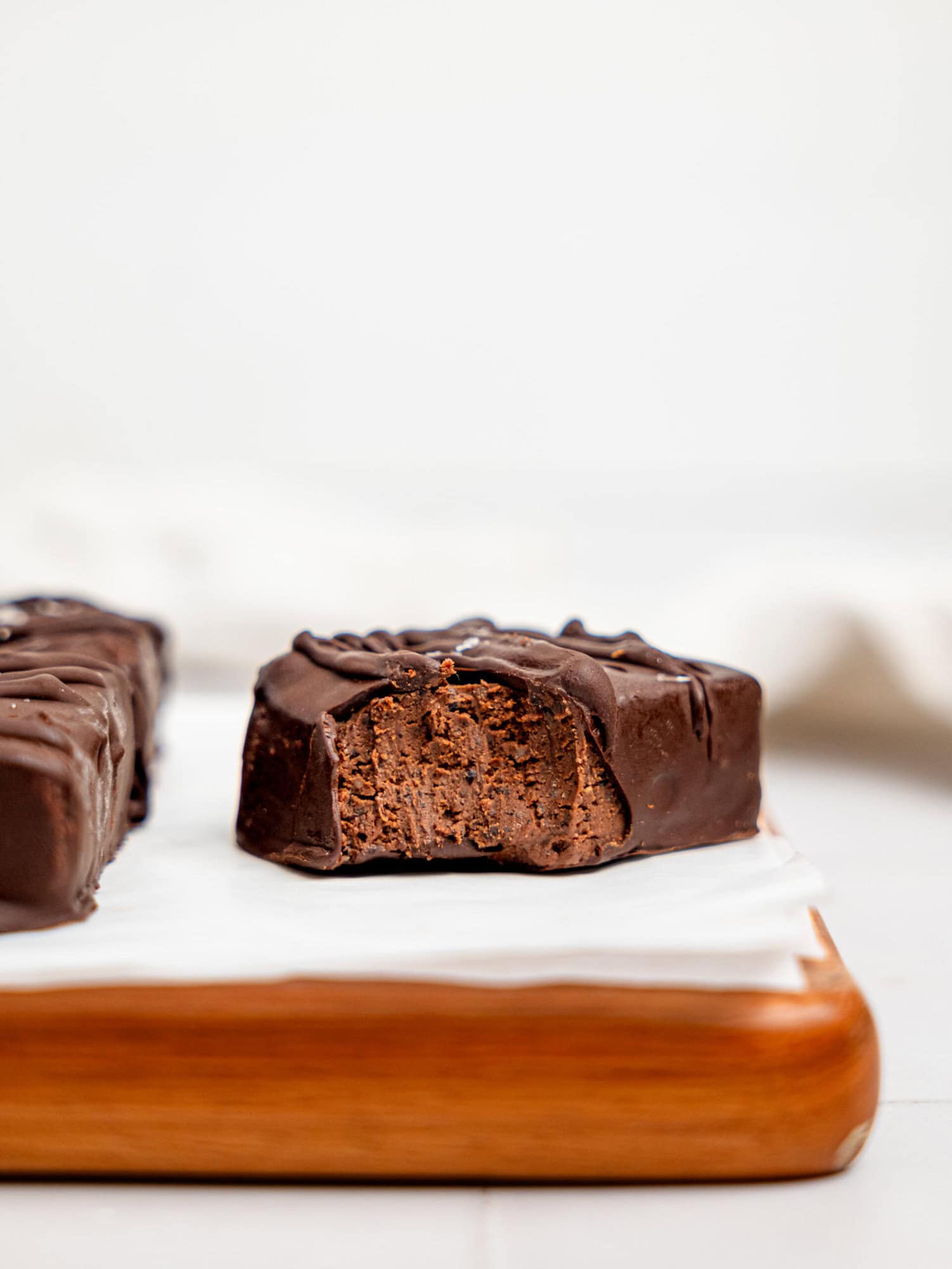 Black bean brownies on a chopping board.