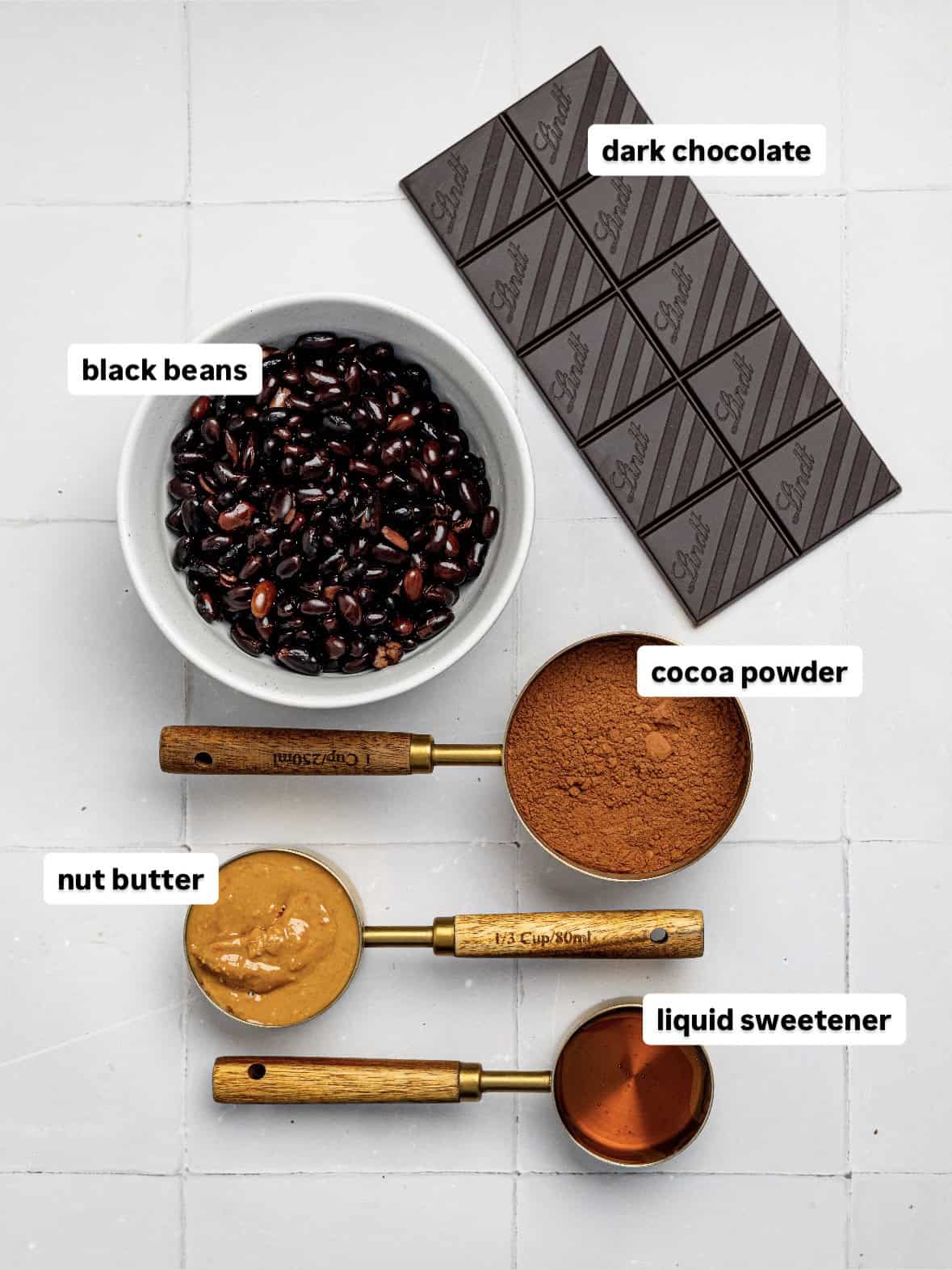 Black bean brownie ingredients.