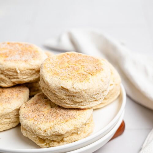 English muffins on a plate.