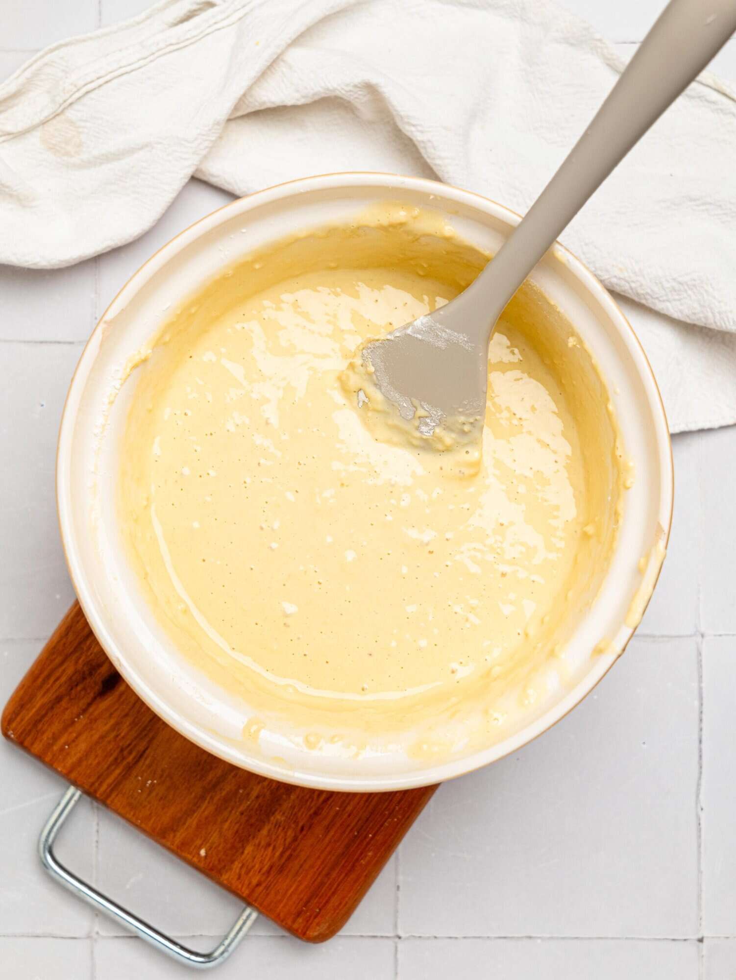 Blueberry Cottage Cheese Muffin batter in a white mixing bowl.