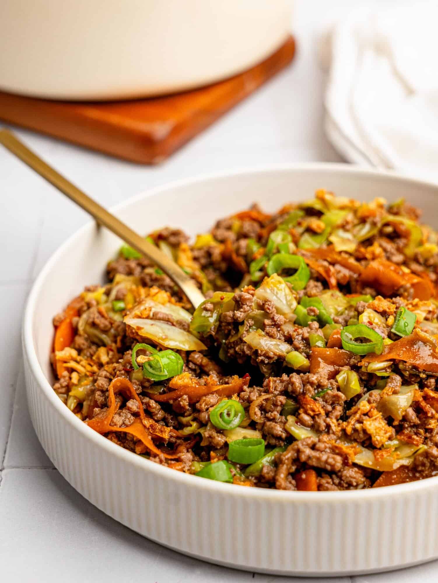 Spring roll in a bowl.