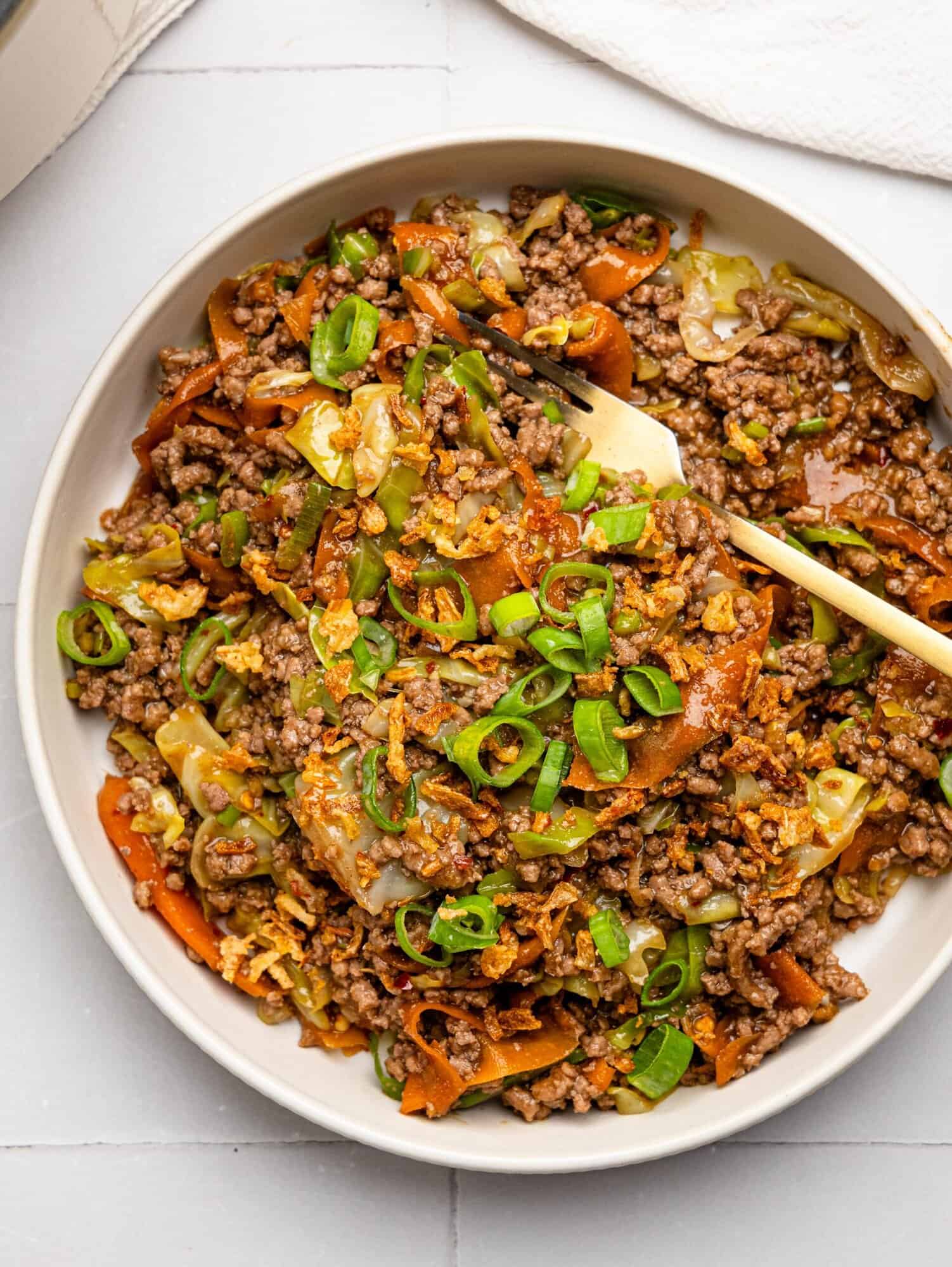 Spring roll in a bowl.