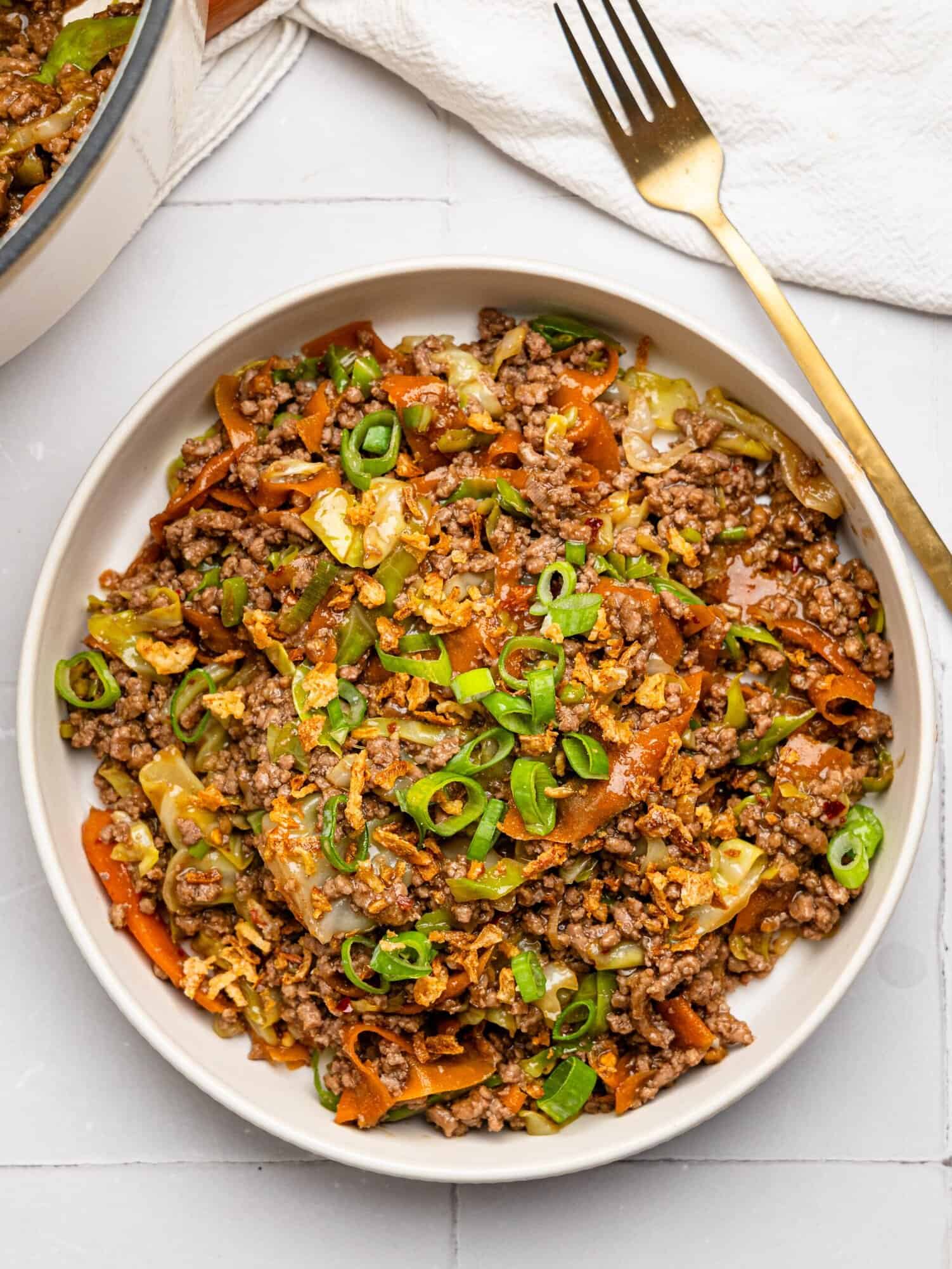 Spring roll in a bowl.