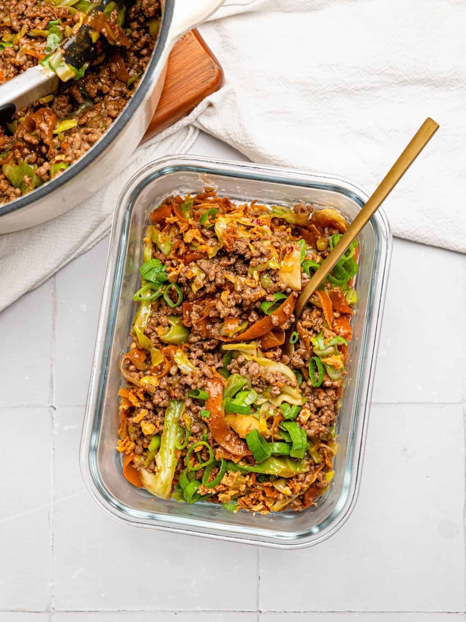 Spring roll in a bowl.