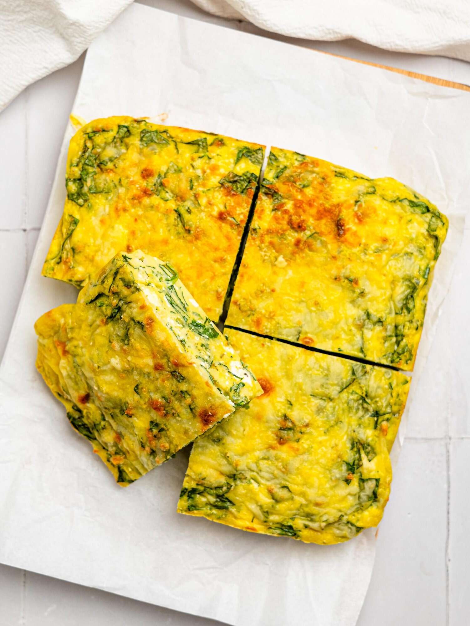 Spinach and feta breakfast egg bake casserole.