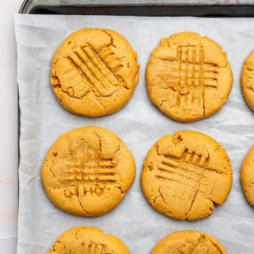 Freshly baked peanut butter made without butter.