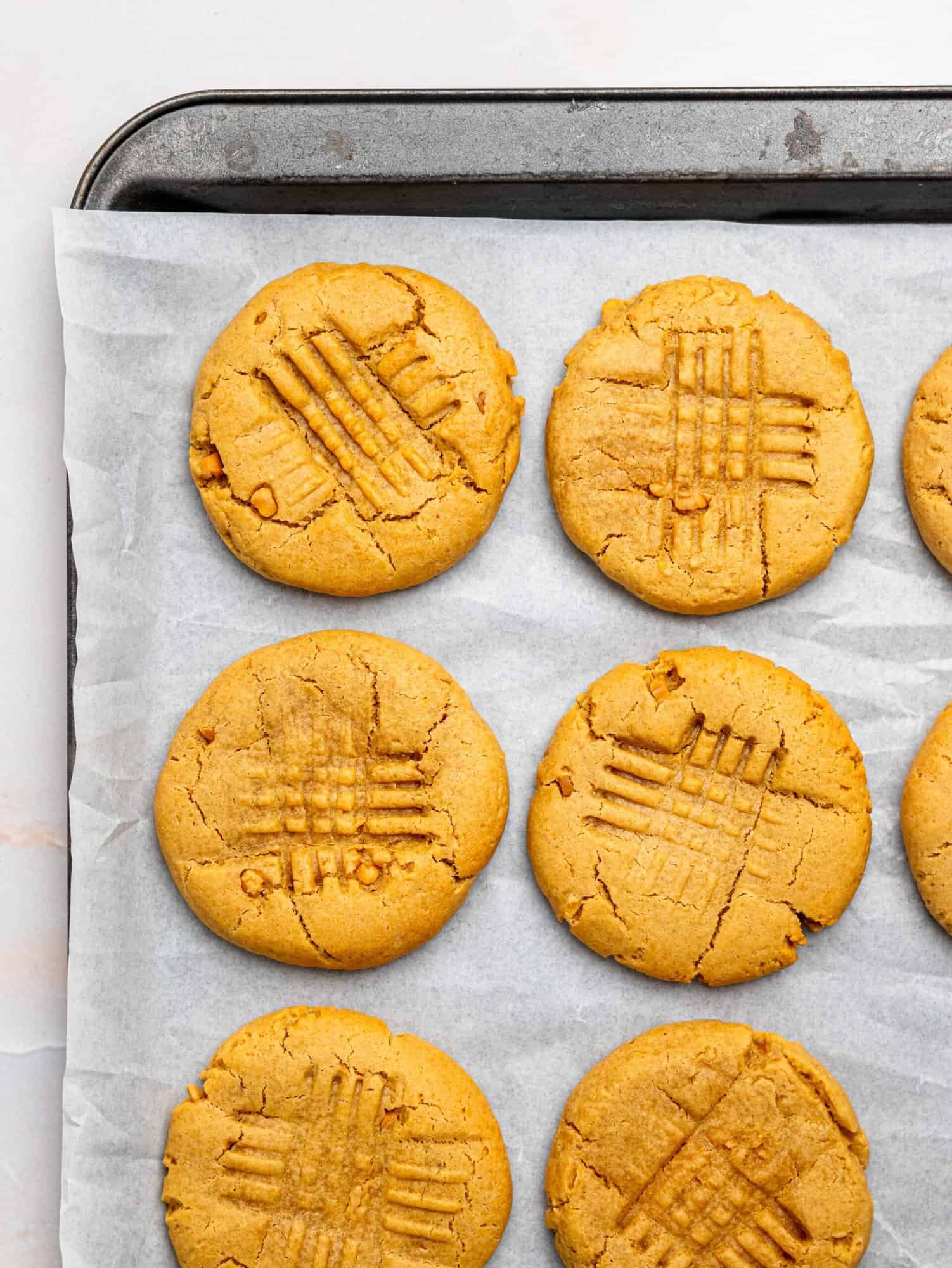 Freshly baked peanut butter made without butter.
