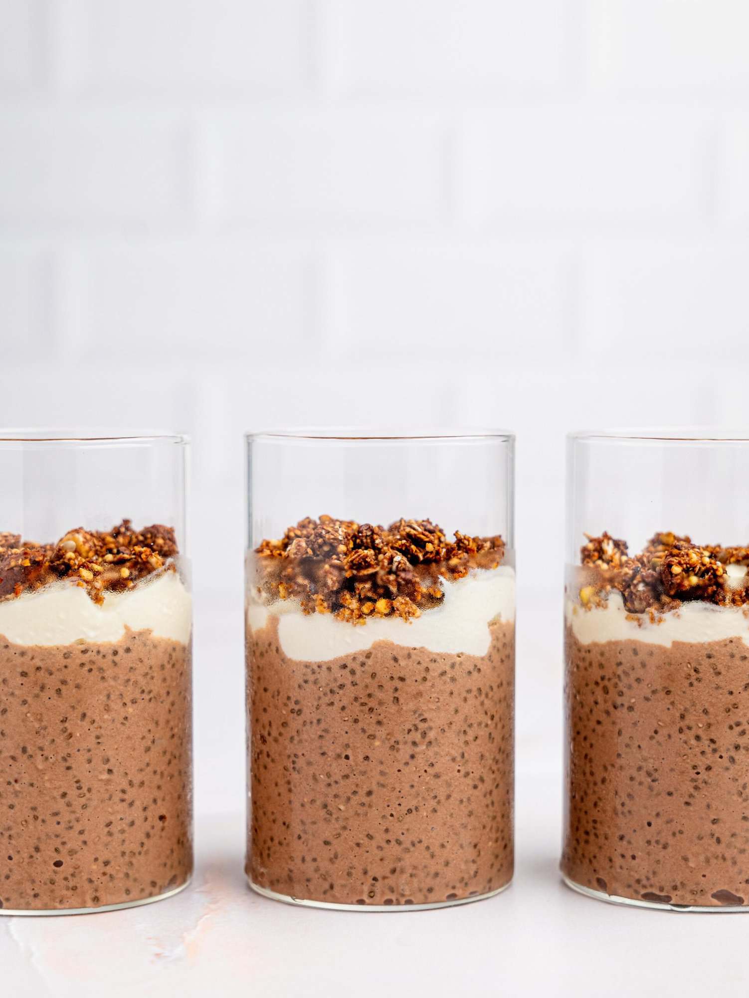 Meal-prep protein chia pudding jars.