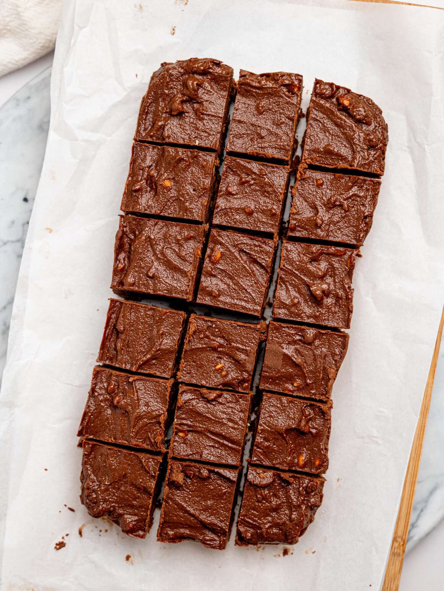 3 ingredient fudge sliced into small squares.