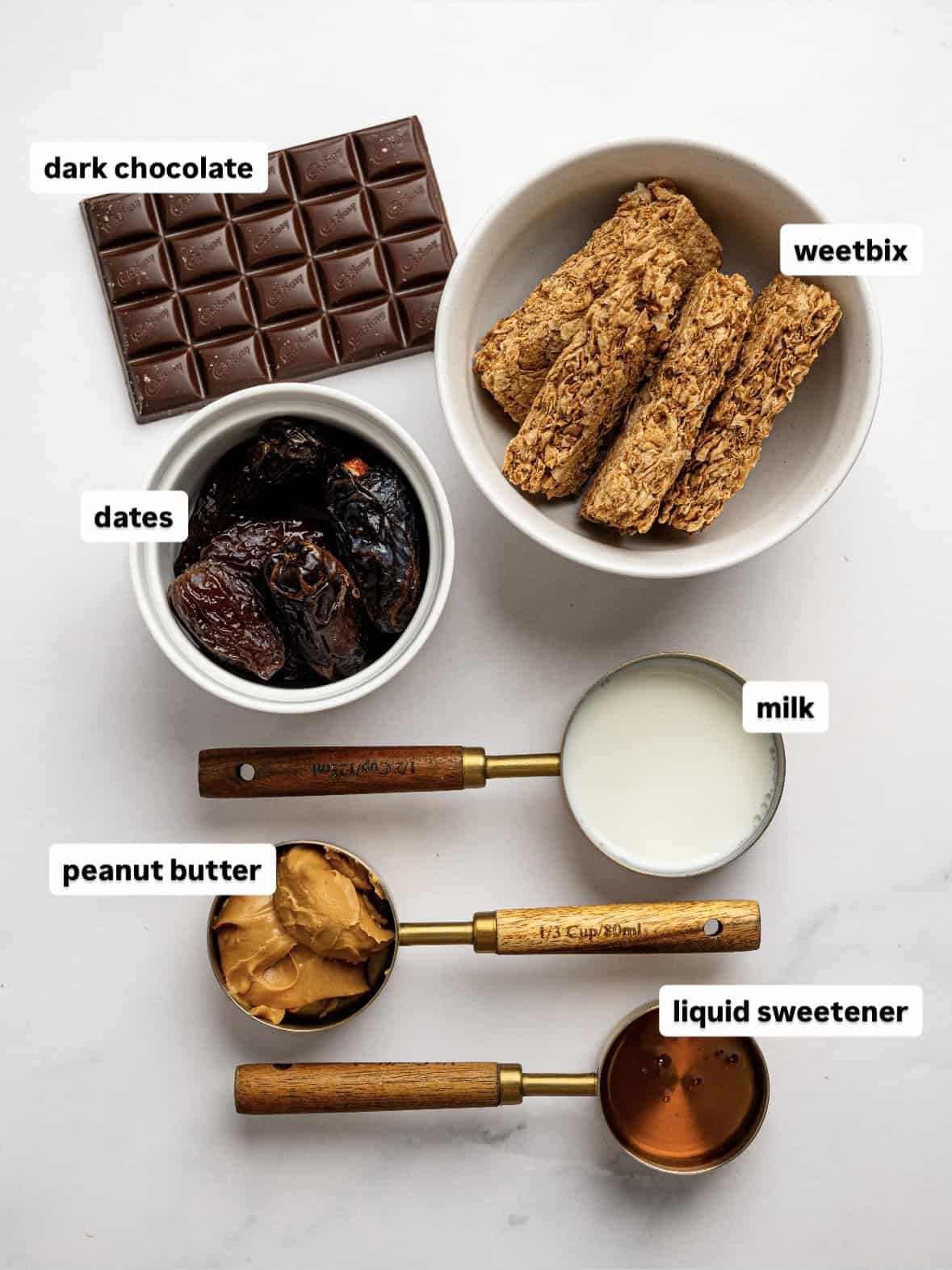 Ingredients needed to make Millionaire's Weetbix Cups.