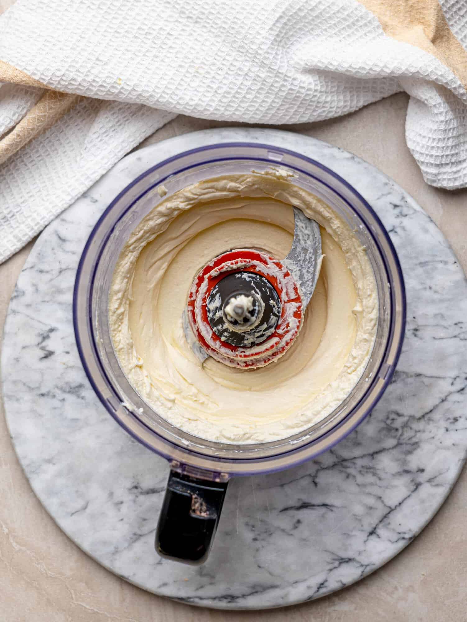 Whipped cottage cheese in a food processor.